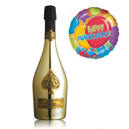Buy & Send Armand de Brignac Gold Champagne and Happy Anniversary Balloon Gift Online
